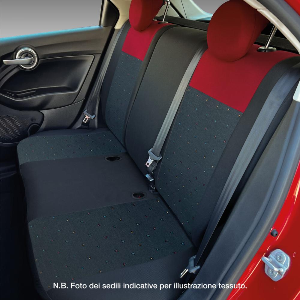 Serie completa coprisedili personalizzati Fiat 500L tess. nero/rosso - immagine 3