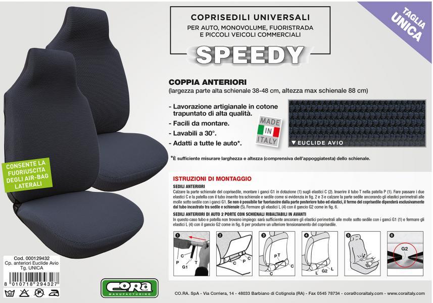 Cora 000129432 Coprisedili anteriori Speedy tg. unica tess. Euclide avio - immagine 4