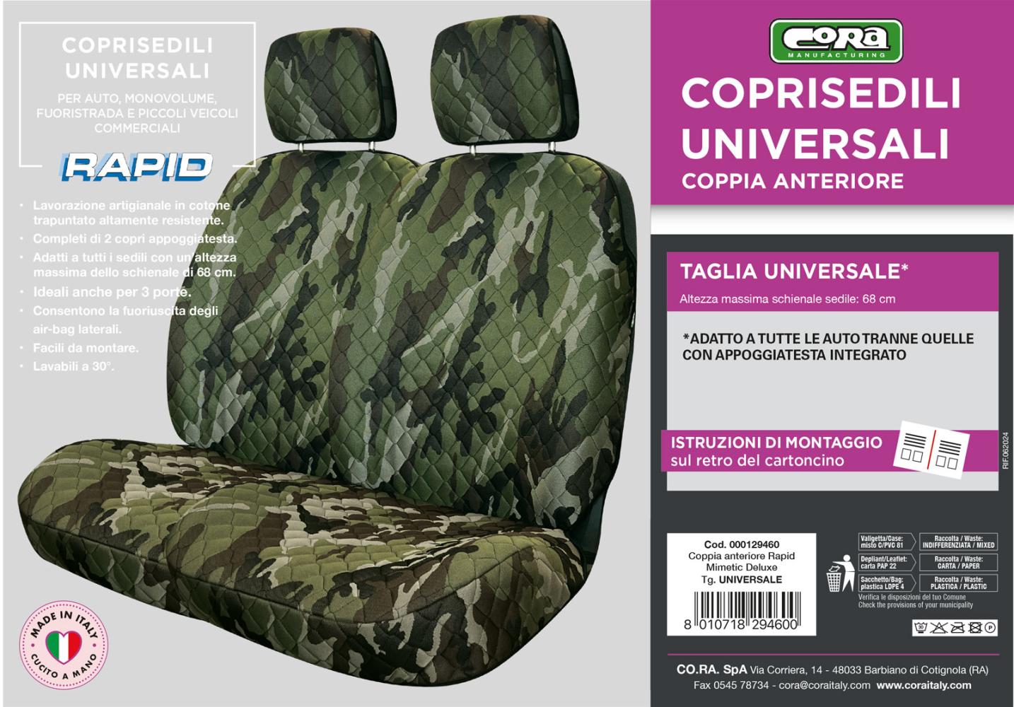 Coprisedili anteriori Rapid tg. universale tess. poliestere trapuntato mimetic - immagine 4