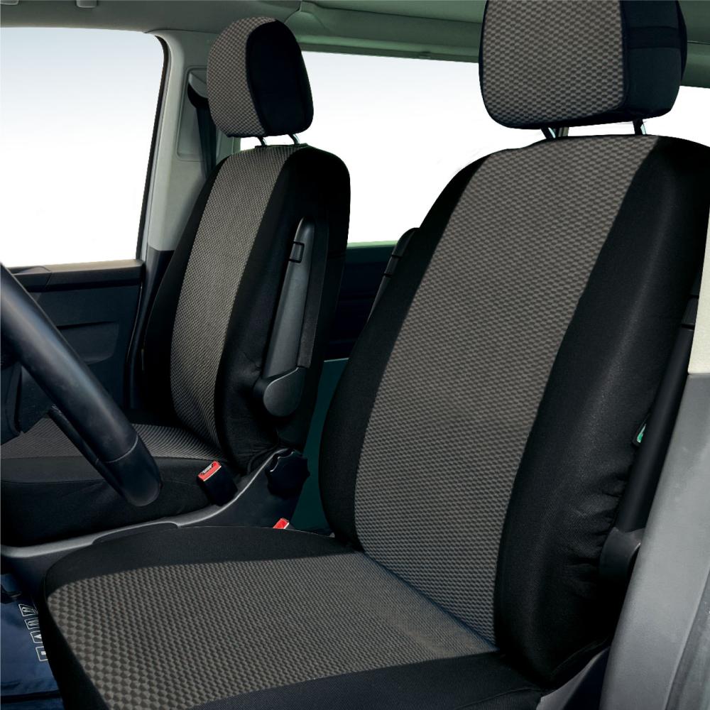 Coprisedili anteriori Volkswagen California/Multivan T6.1/T7 tess. misto cotone nero/antracite