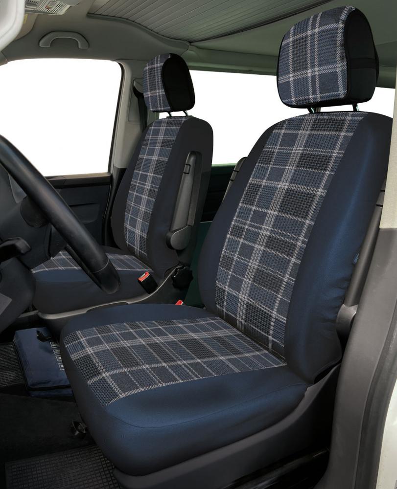 Coprisedili anteriori Volkswagen California/Multivan T6.1/T7 tess. misto cotone avio/navy