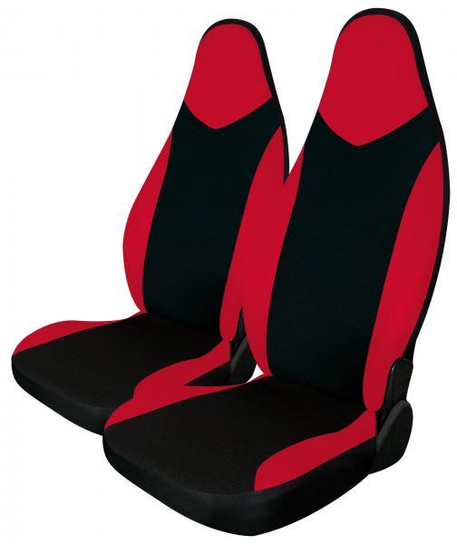 Coprisedili anteriori Sporty tg. unica tess. nero/rosso