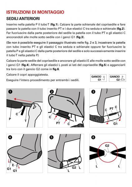 Coprisedili anteriori Espresso Sport tg. grande tess. cotone stampato trapuntato grigio - immagine 5