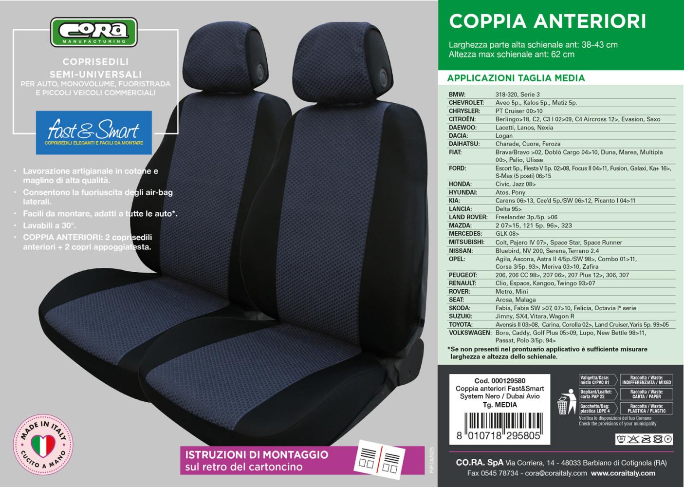Coprisedili anteriori Fast&Smart tg. media tess. misto cotone avio/nero - immagine 4
