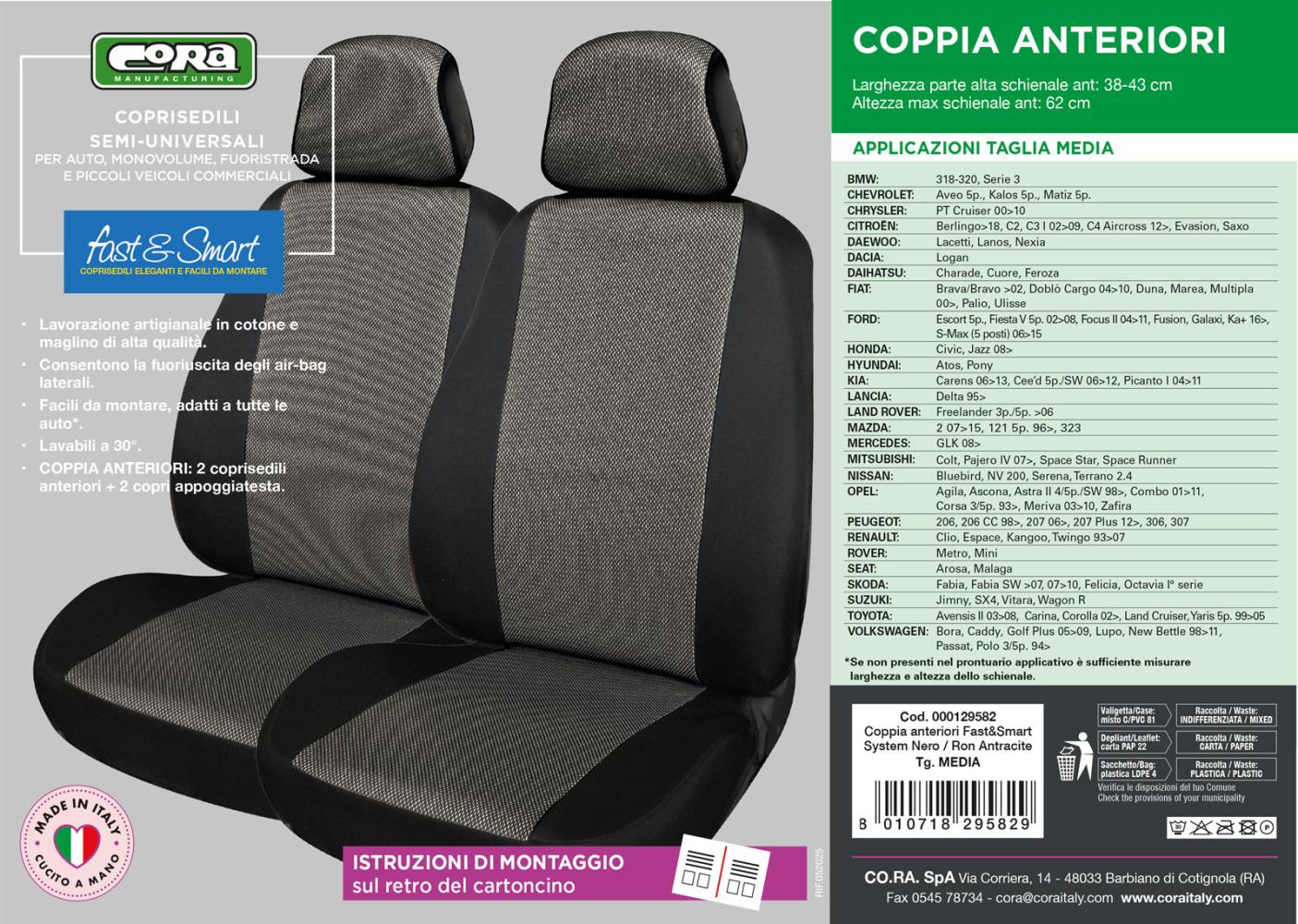 Coprisedili anteriori Fast&Smart tg. media tess. misto cotone antracite/nero - immagine 4