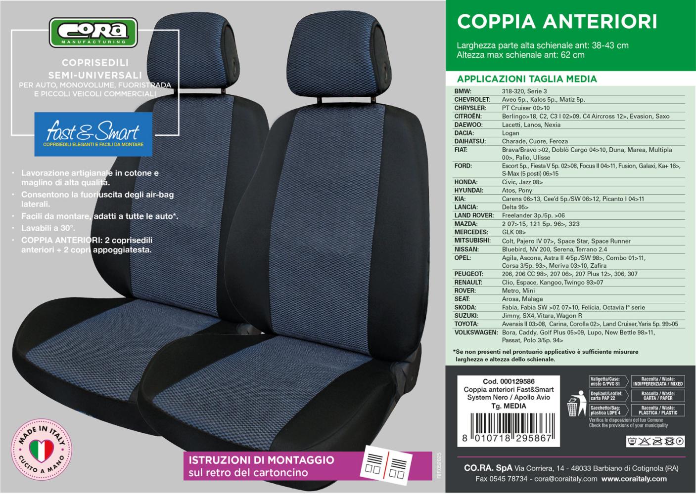 Coprisedili anteriori Fast&Smart tg. media tess. misto cotone avio/nero - immagine 4