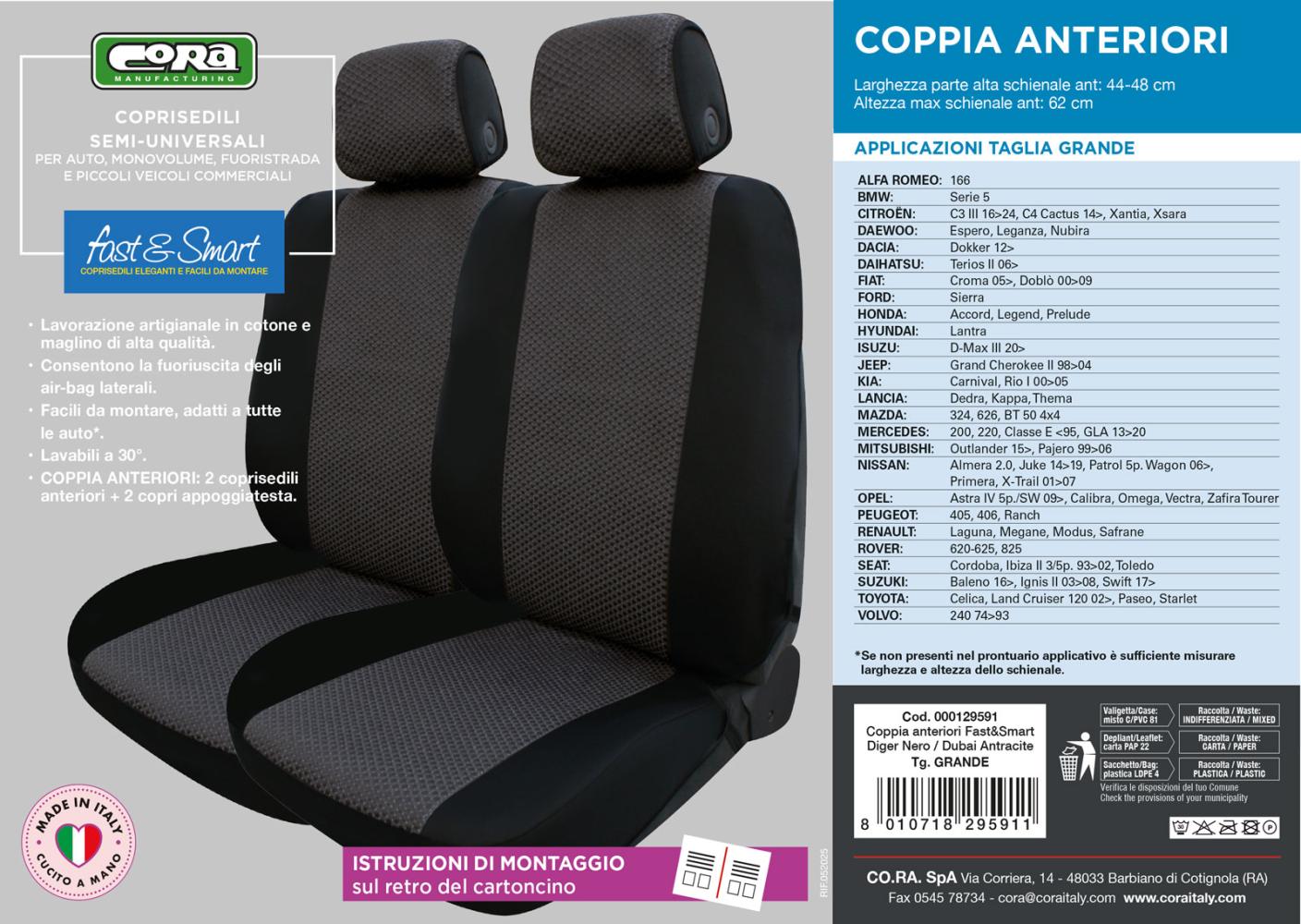 Coprisedili anteriori Fast&Smart tg. grande tess. misto cotone antracite/nero - immagine 4