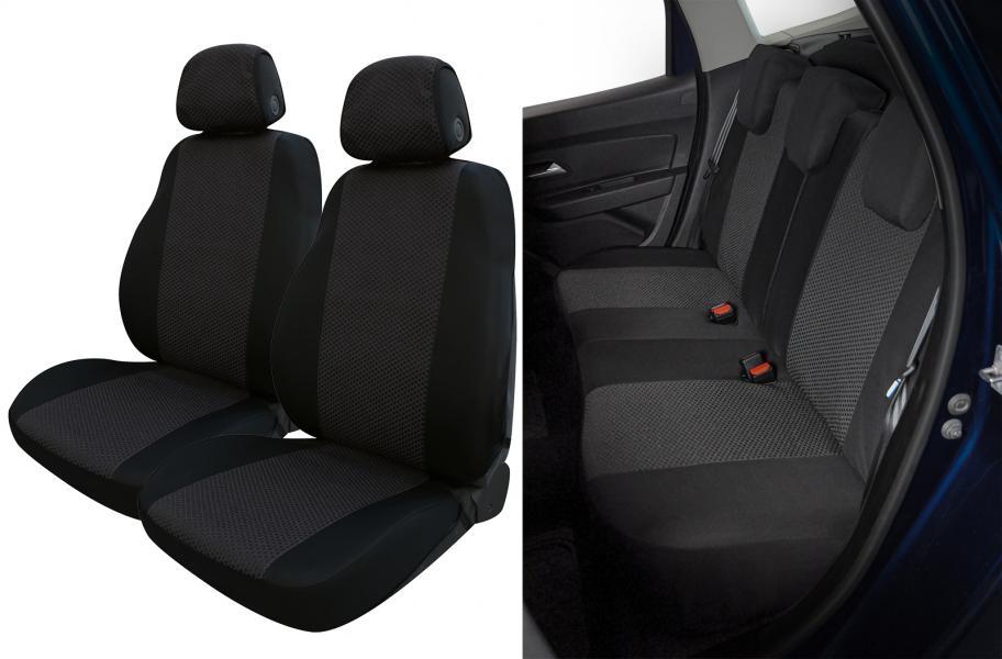 Serie completa coprisedili Fast&Smart tg. media tess. misto cotone antracite/nero