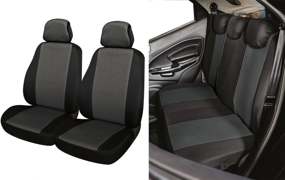 Serie completa coprisedili Fast&Smart tg. grande tess. misto cotone antracite/nero