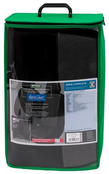 Serie completa coprisedili Fast&Smart tg. grande tess. misto cotone antracite/nero - immagine 8