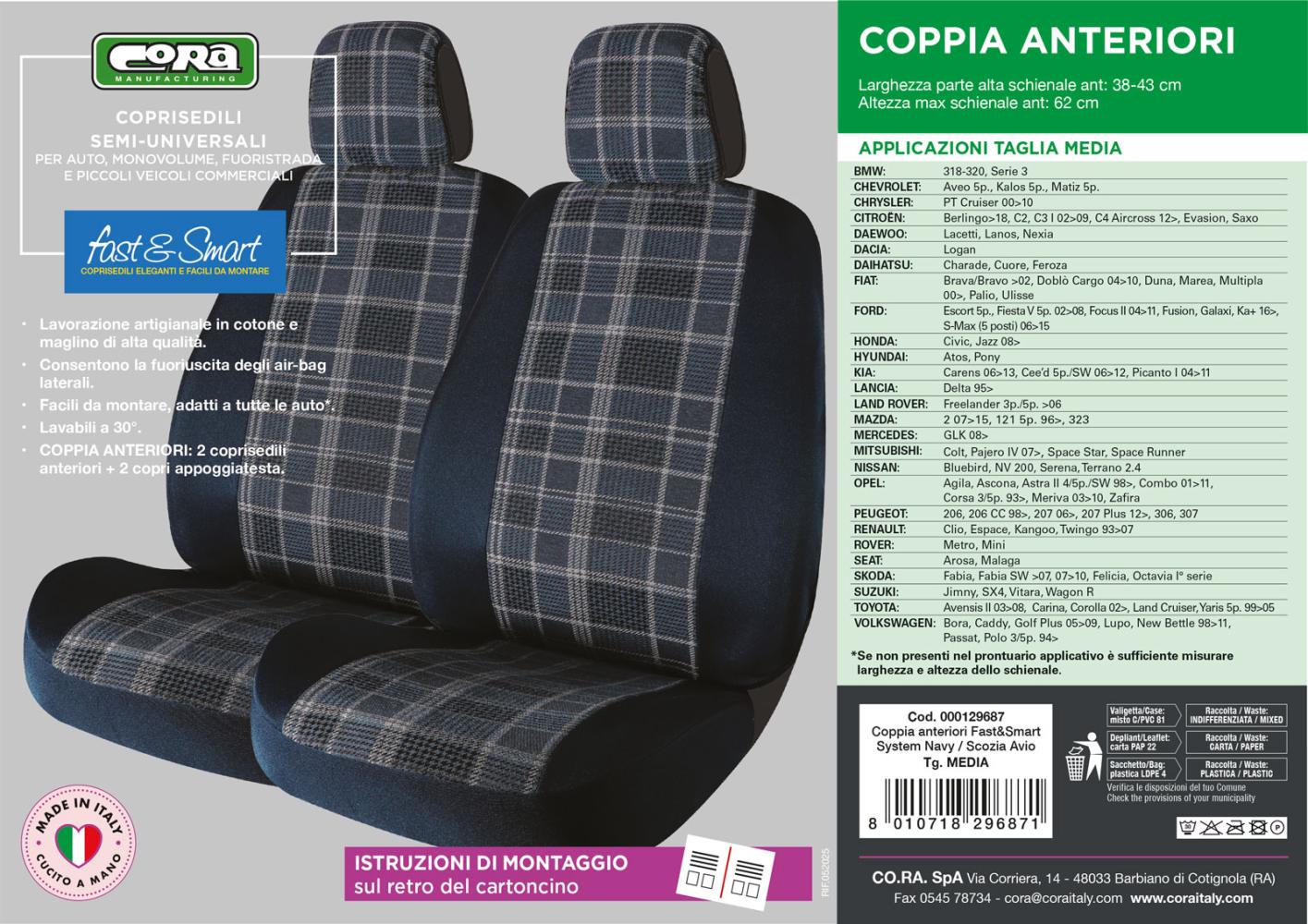 Coprisedili anteriori Fast&Smart tg. media tess. misto cotone avio/navy - immagine 4