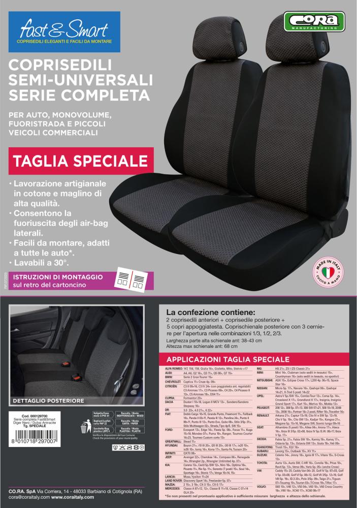 Serie completa coprisedili Fast&Smart tg. speciale tess. misto cotone antracite/nero - immagine 6