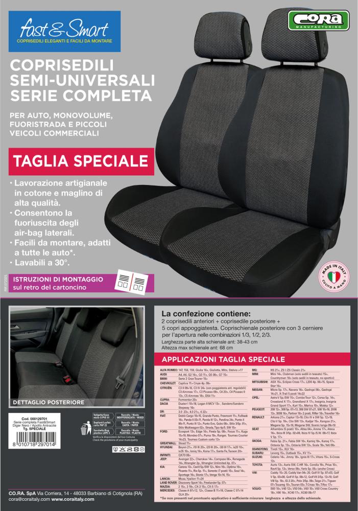 Serie completa coprisedili Fast&Smart tg. speciale tess. misto cotone nero/antracite - immagine 6