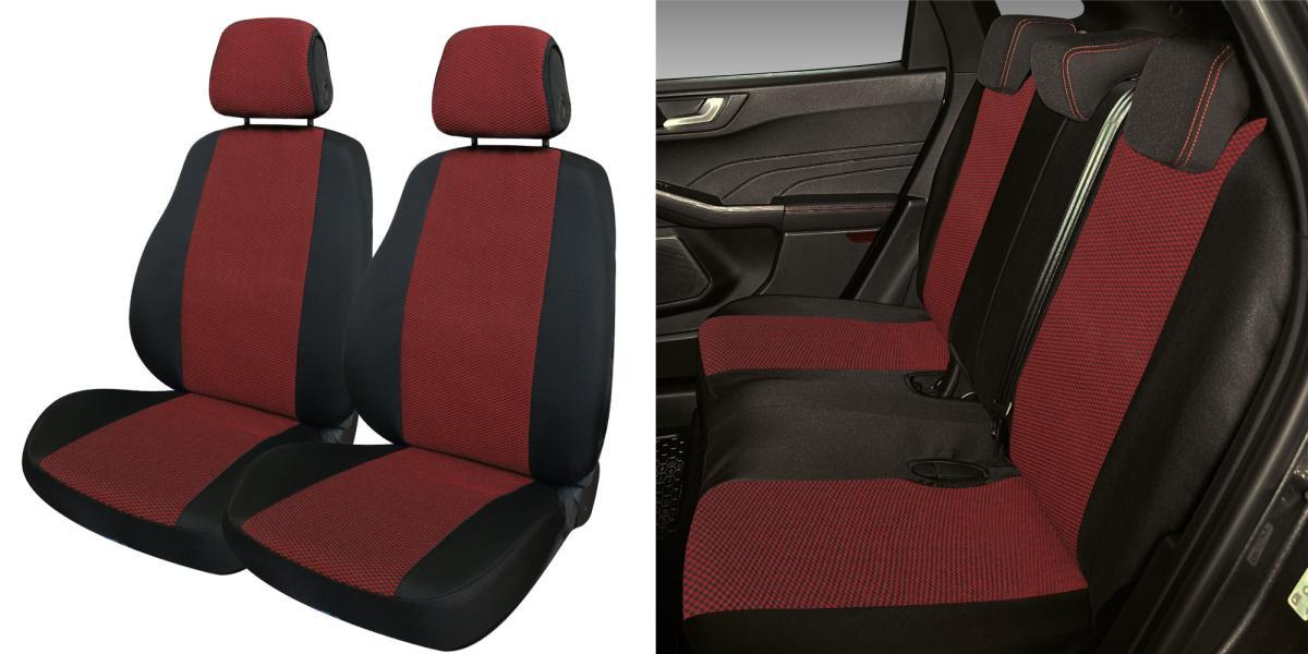Serie completa coprisedili Fast&Smart tg. grande tess. misto cotone nero/rosso