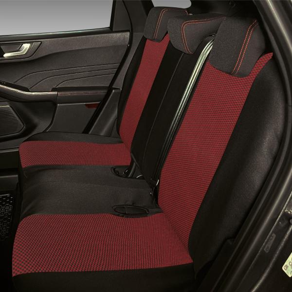 Serie completa coprisedili Fast&Smart tg. grande tess. misto cotone nero/rosso - immagine 3