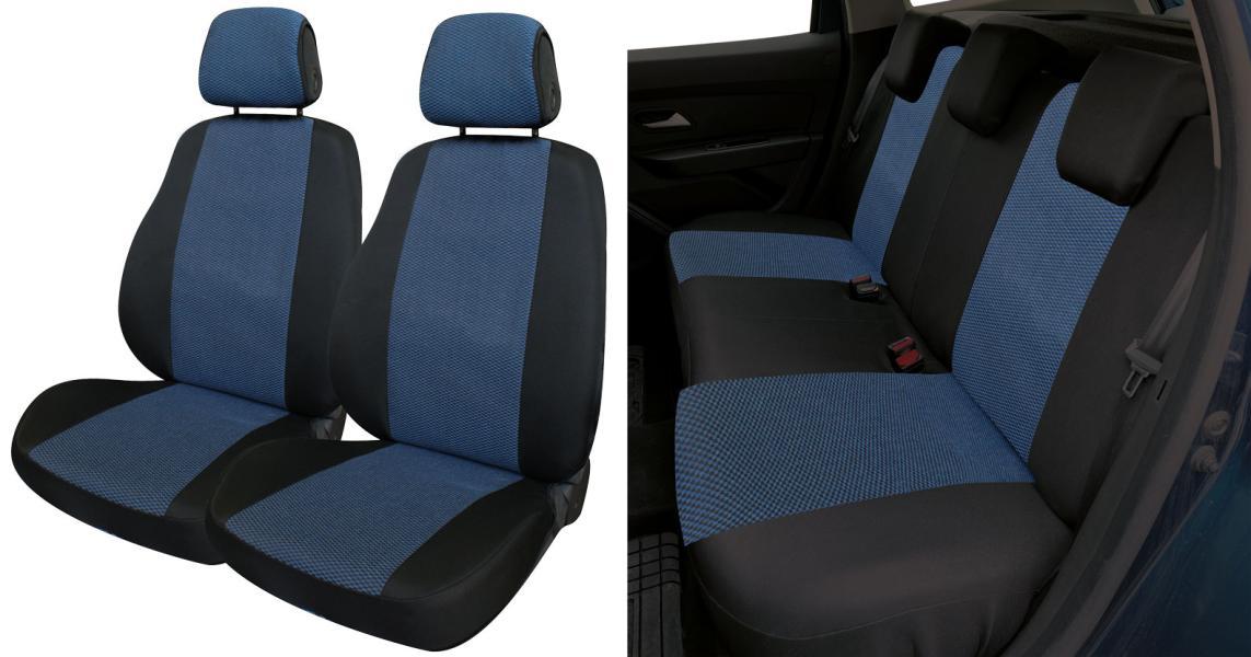 Serie completa coprisedili Fast&Smart tg. media tess. misto cotone nero/avio