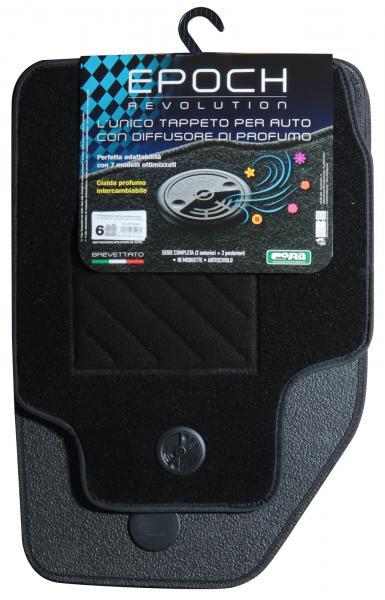 Set 4 tappeti moquette con profumatore Epoch Revolution nero vaniglia mod. 6