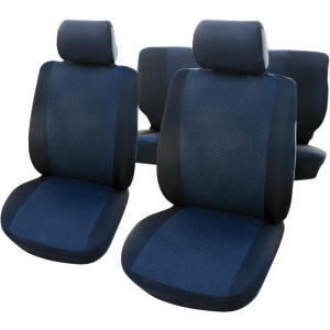 Serie completa coprisedili Travel tess. misto cotone avio/nero