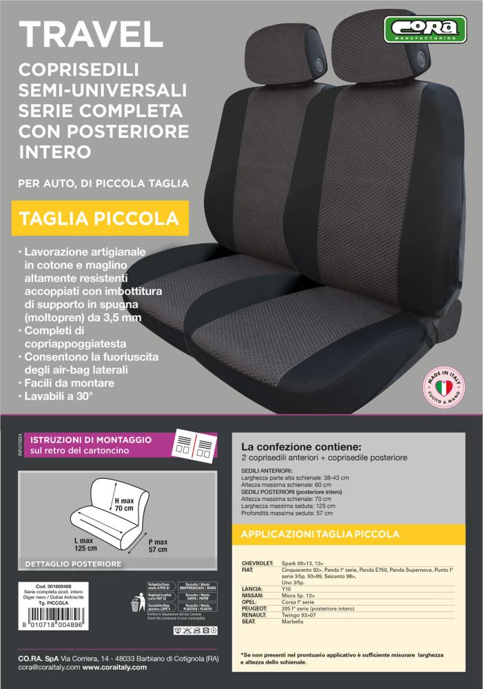 Serie completa coprisedili Travel tess. misto cotone antracite/nero - immagine 4