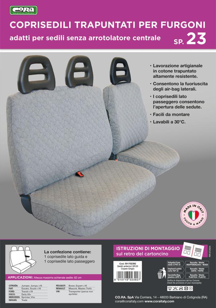 Coprisedili per furgoni tg. SP23 tess. cotone trapuntato grigio - immagine 3
