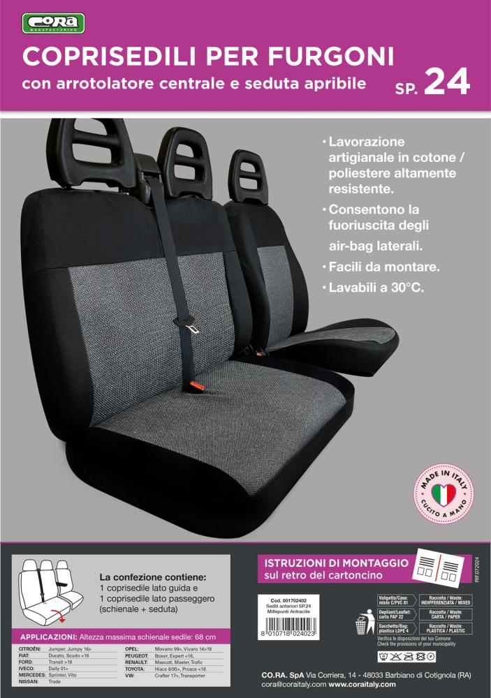 Coprisedili per furgoni tg. SP24 tess. misto cotone nero - immagine 3