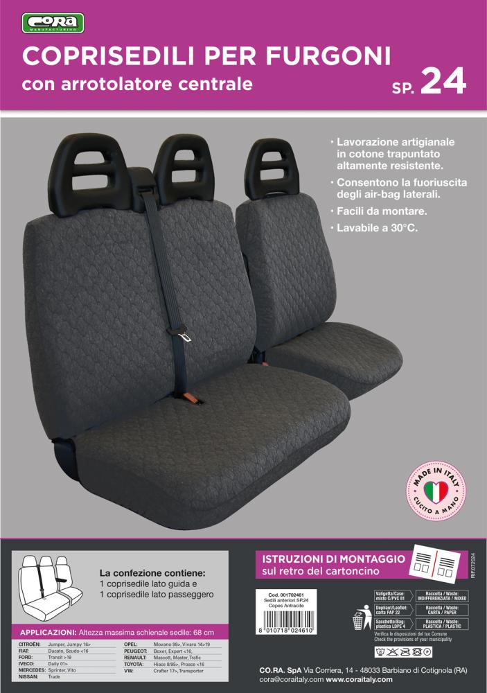 Coprisedili per furgoni tg. SP24 tess. cotone trapuntato antracite - immagine 3
