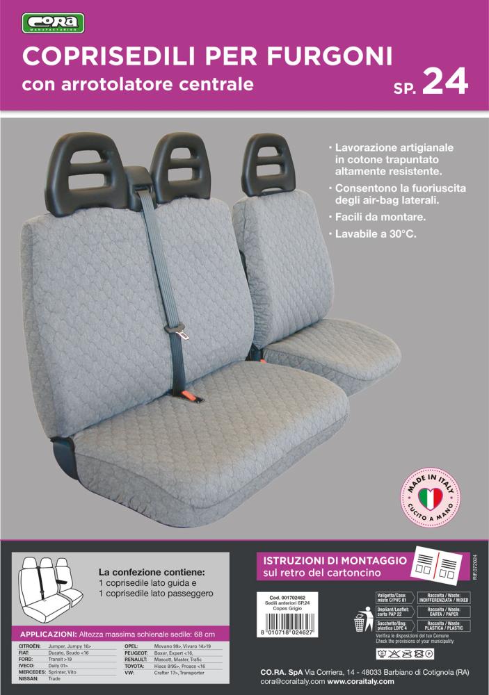 Coprisedili per furgoni tg. SP24 tess. cotone trapuntato grigio - immagine 3