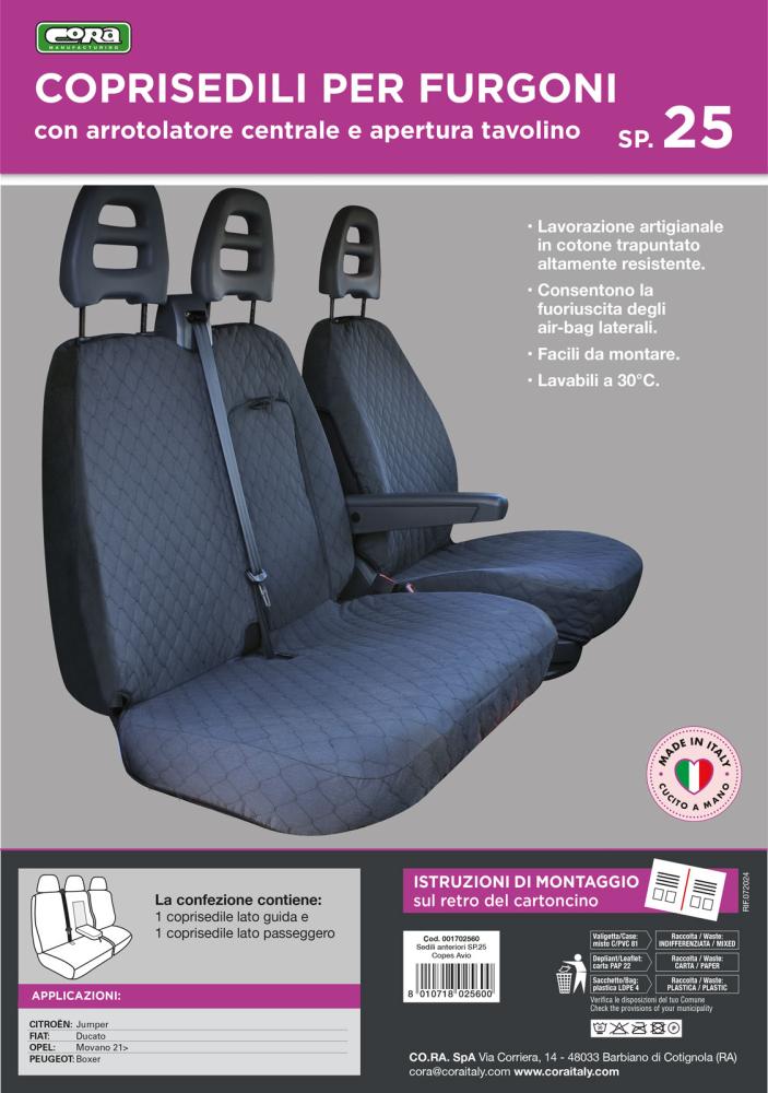 Coprisedili per furgoni tg. SP25 tess. cotone trapuntato avio - immagine 3