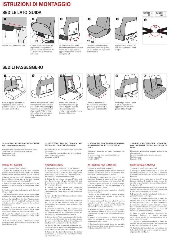Coprisedili per furgoni tg. SP25 tess. cotone trapuntato avio - immagine 4
