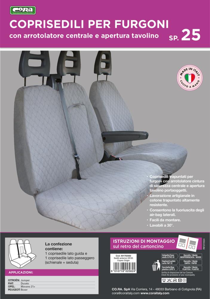 Coprisedili per furgoni tg. SP25 tess. cotone trapuntato grigio - immagine 3