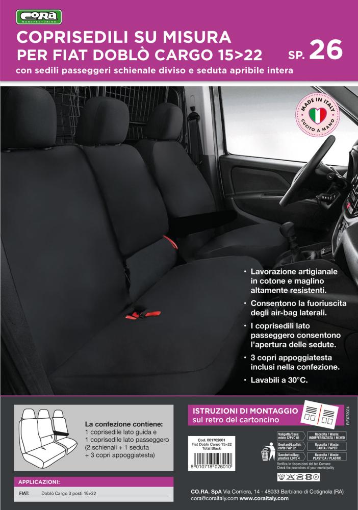 Coprisedili per furgoni tg. SP26 tess. poliestere nero - immagine 3
