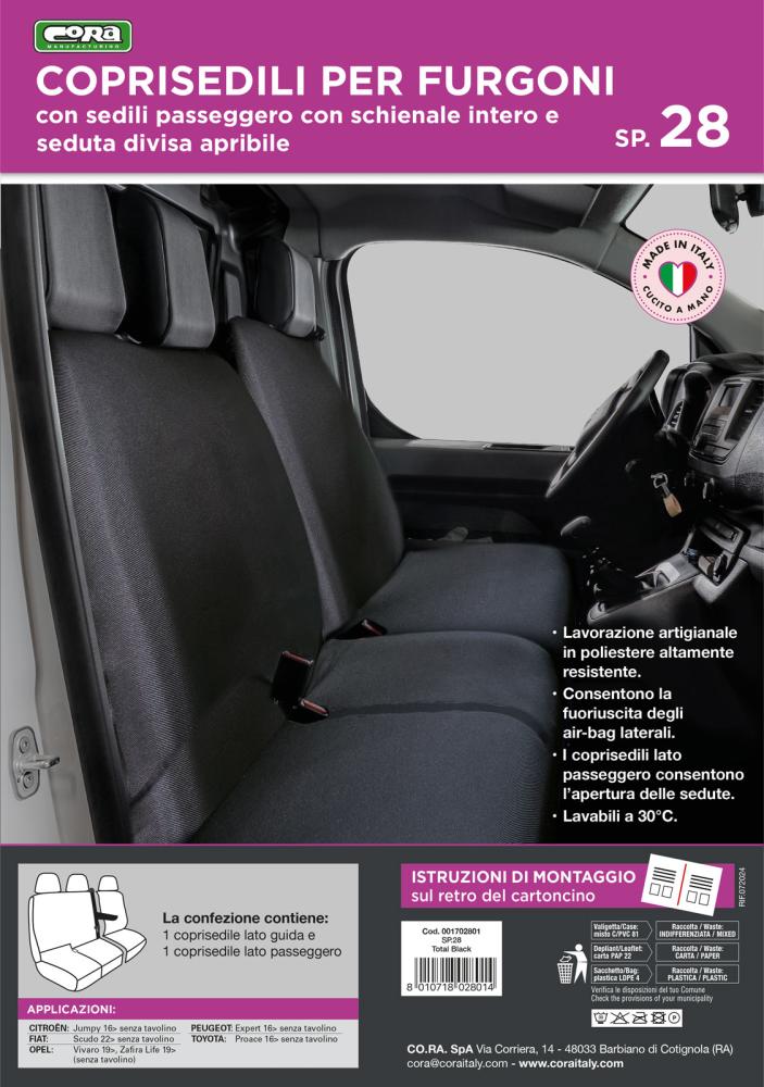 Coprisedili per furgoni tg. SP28 seduta divisa tess. poliestere nero - immagine 3