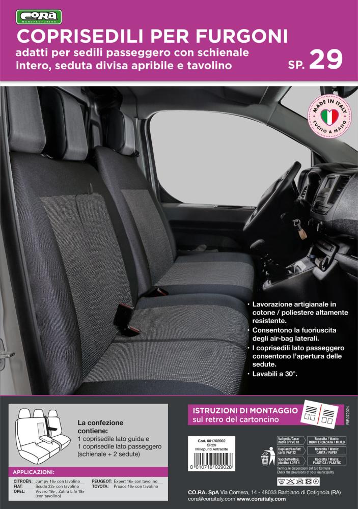 Coprisedili per furgoni tg. SP29 tess. misto cotone nero - immagine 3