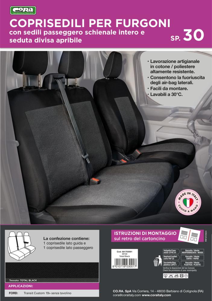 Coprisedili per furgoni tg. SP30 seduta divisa tess. poliestere nero - immagine 3