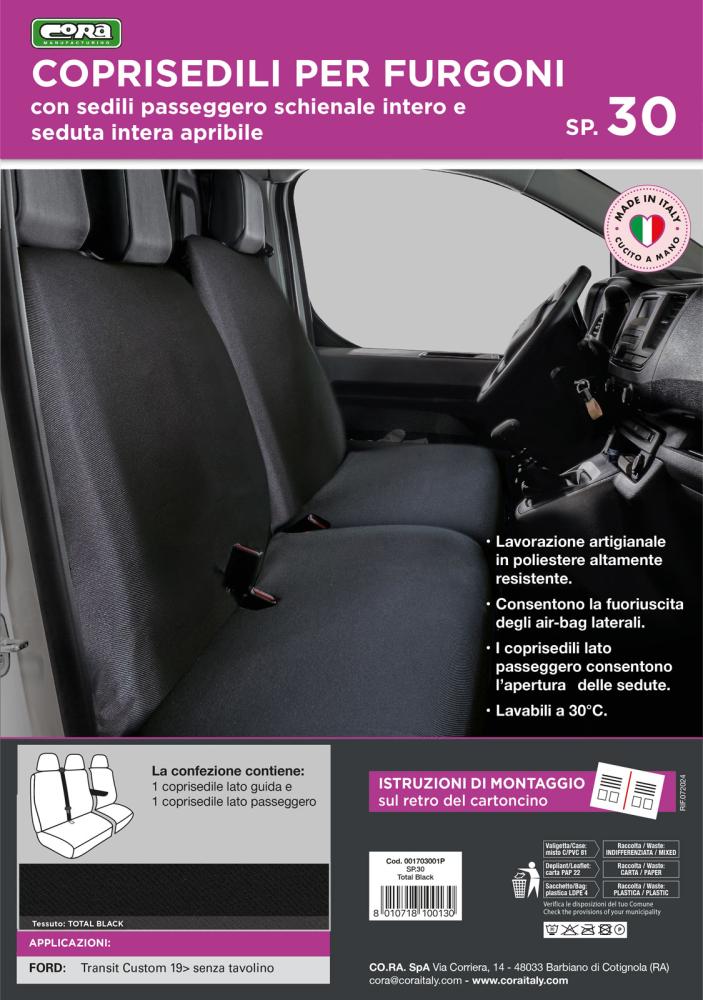 Coprisedili per furgoni tg. SP30 seduta intera tess. poliestere nero - immagine 3