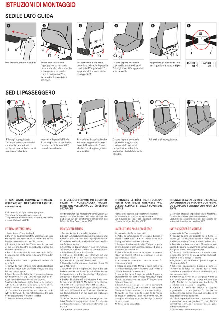 Coprisedili per furgoni tg. SP30 seduta intera tess. poliestere nero - immagine 4