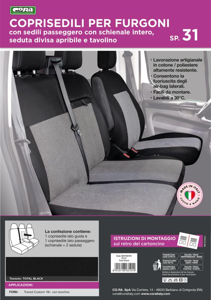 Coprisedili per furgoni tg. SP31 tess. poliestere nero - immagine 3