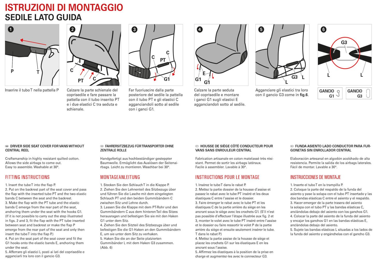 Coprisedile lato guida per furgoni tg. SP32/SP33 tess. poliestere nero - immagine 4