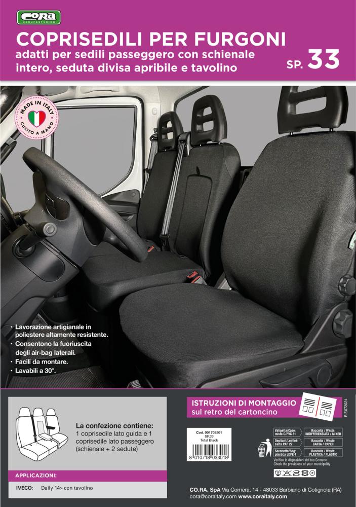 Coprisedili per furgoni tg. SP33 tess. poliestere nero - immagine 3