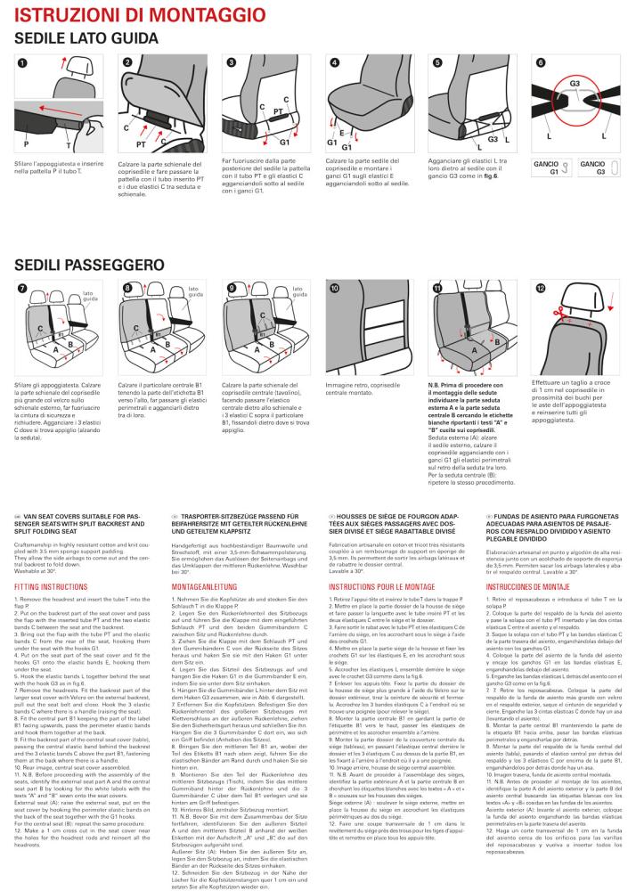 Coprisedili per furgoni tg. SP35 seduta divisa apribile tess. poliestere nero - immagine 4