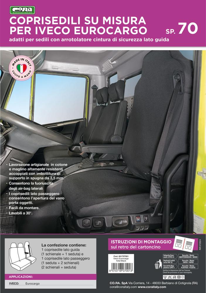 Coprisedili per camion tg. SP70 IVECO Eurocargo 3 posti tess. poliestere nero - immagine 3