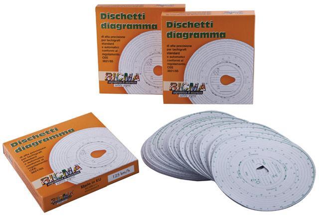 Conf. 100 dischi tachigrafi scala 125 km/h