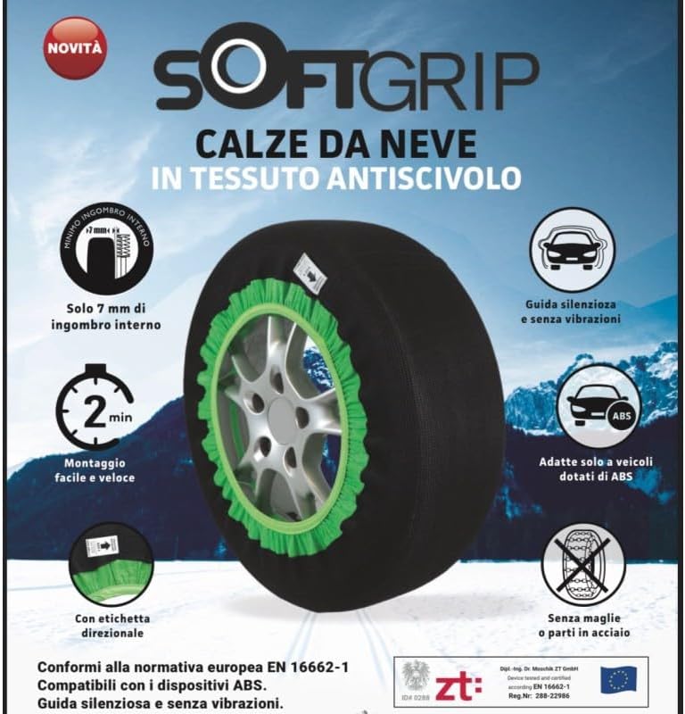 Calze da neve CORA in tessuto SoftGrip 185/70-13 185-70-13 1857013 185/70R13 185/70/13 - immagine 2