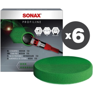 Conf. 6 pz Tampone in spugna media per lucidatrice rotativa Ø 150 mm
