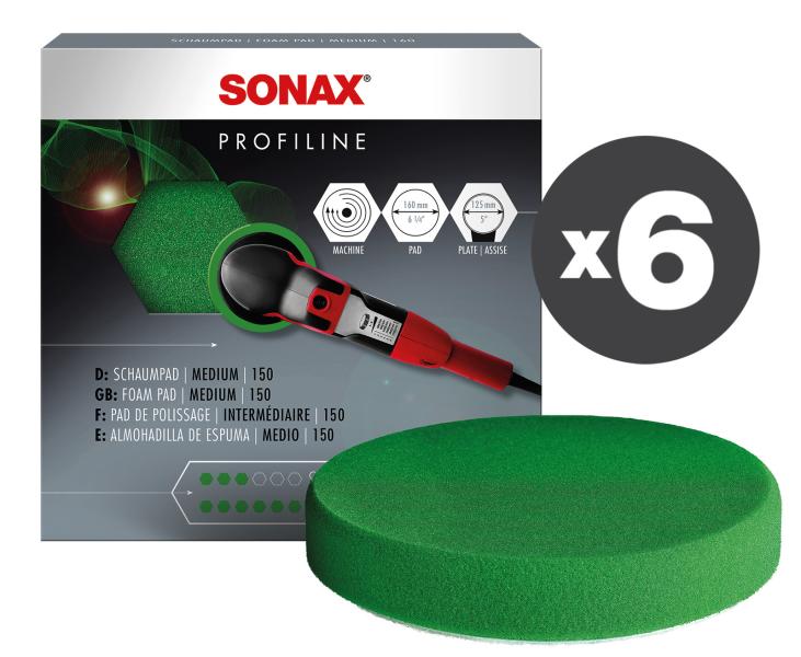 Conf. 6 pz Tampone in spugna media per lucidatrice rotativa Ø 150 mm