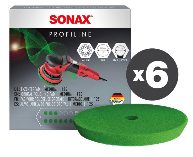 Conf. 6 pz Tampone in spugna media per lucidatrice roto orbitale Ø 125 mm