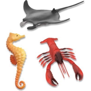 Cartone 6 set Tropical 3 animali marini da bagnetto 21 cm
