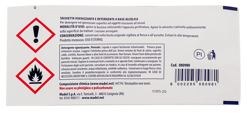Conf. 250 pz salviette igienizzanti superfici alcool 75% - immagine 2
