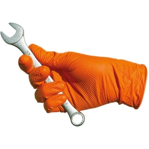 Box 50 guanti Diamond Grip nitrile arancione taglia L