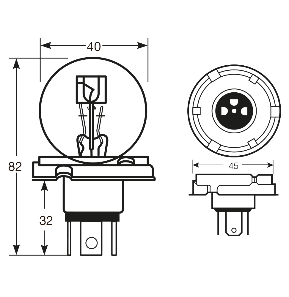 Lampadina 12V 45/40 W R2 - immagine 2